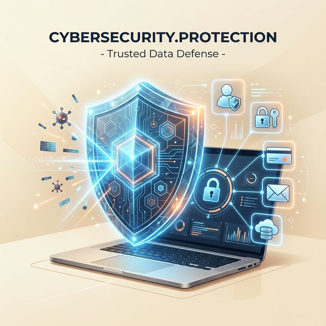 Cybersecurity protection illustration with glowing shield